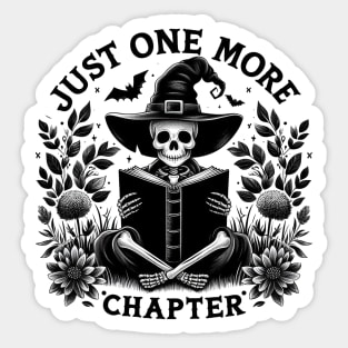 "Just One More Chapter" Skeleton Reading Sticker